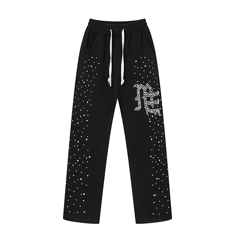 Mixed Emotion Rhinestone Logo Sweatpants