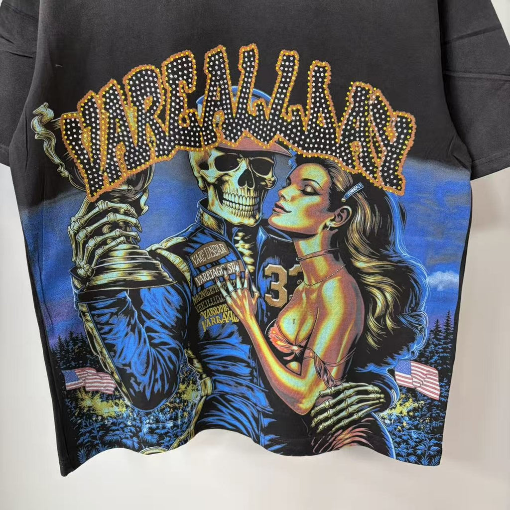VARE ALL DAY Skeleton Racing Graphic T-Shirt