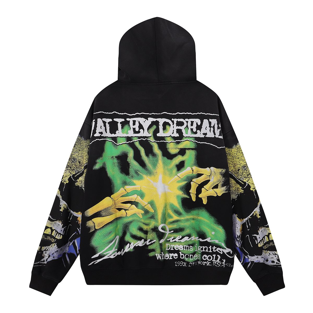 VALE USA Gravedigger Skull Graphic Zip Hoodie