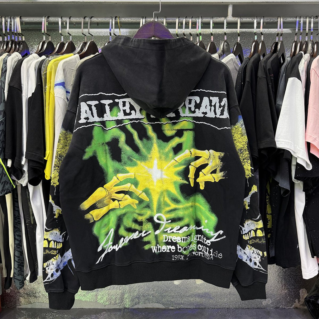VALE USA Gravedigger Skull Graphic Zip Hoodie