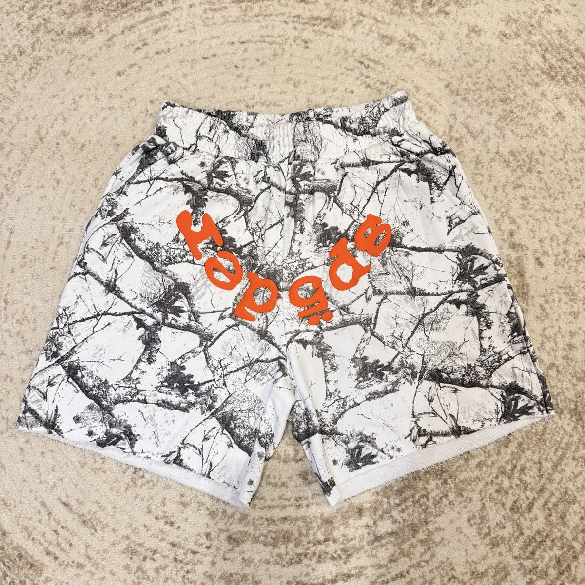 Sp5der White Branch Print Shorts