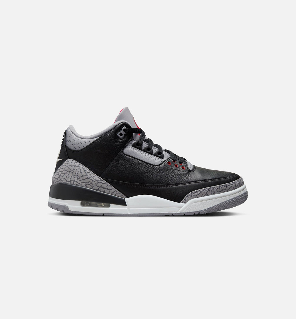 Air Jordan 3 Retro Black Cement Men's Sneakers - Black / Fire Red / Cement Grey / White