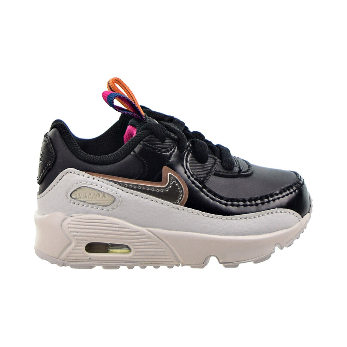 Toddler's Nike Air Max 90 LTR SE Off Noir/Metllc Pewter-Blk (DJ0416 001)