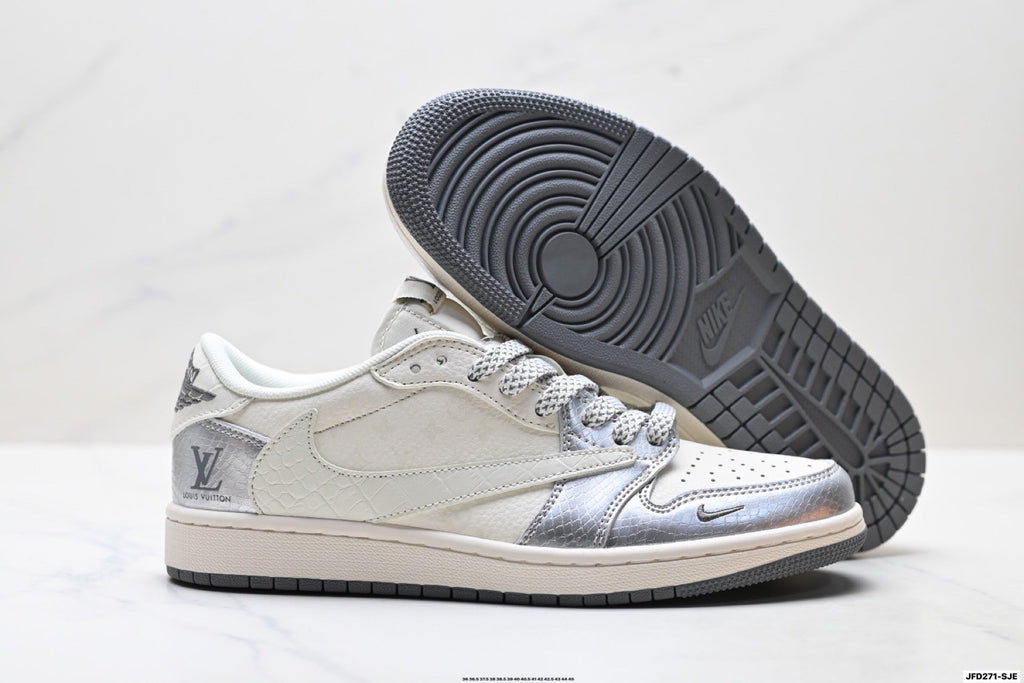 Nike Low-Top Sneakers White Silver Unisex Style 06