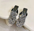Gucci Monogram Low-Heeled Slingback Sandals