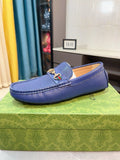 Gucci Men's Blue Textured Hardware Loafers