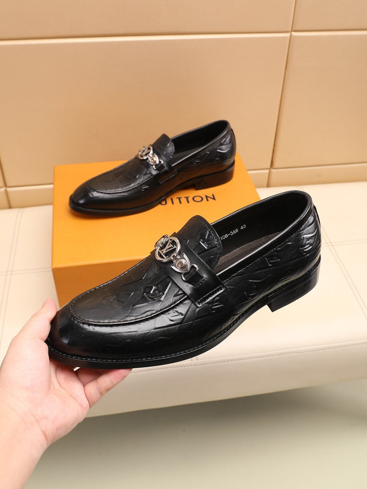 Louis Vuitton Black Embossed Loafers