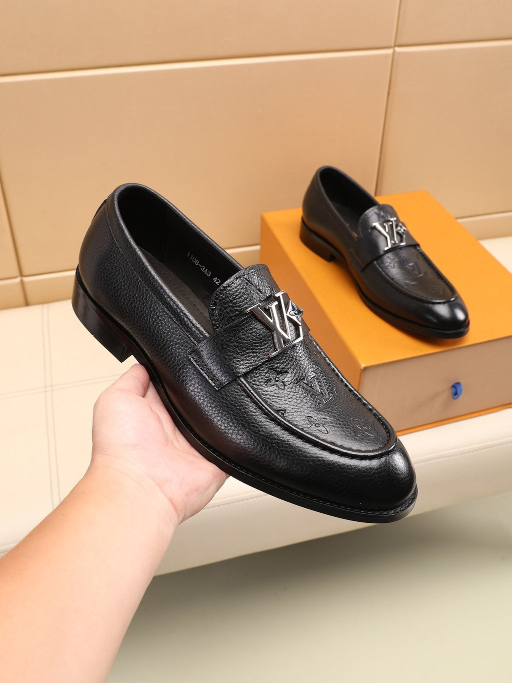 Louis Vuitton Black Embossed Loafers