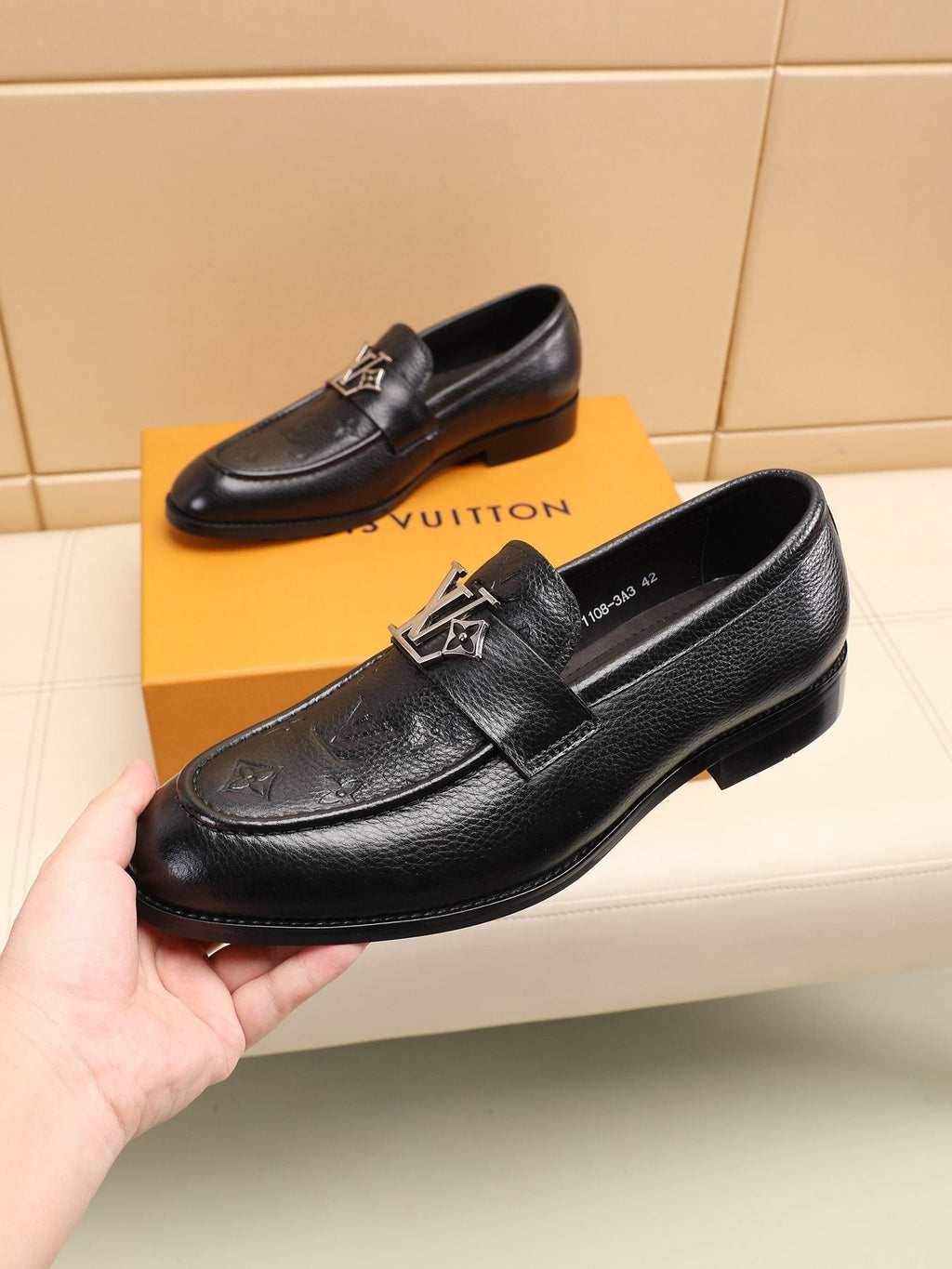 Louis Vuitton Black Embossed Loafers