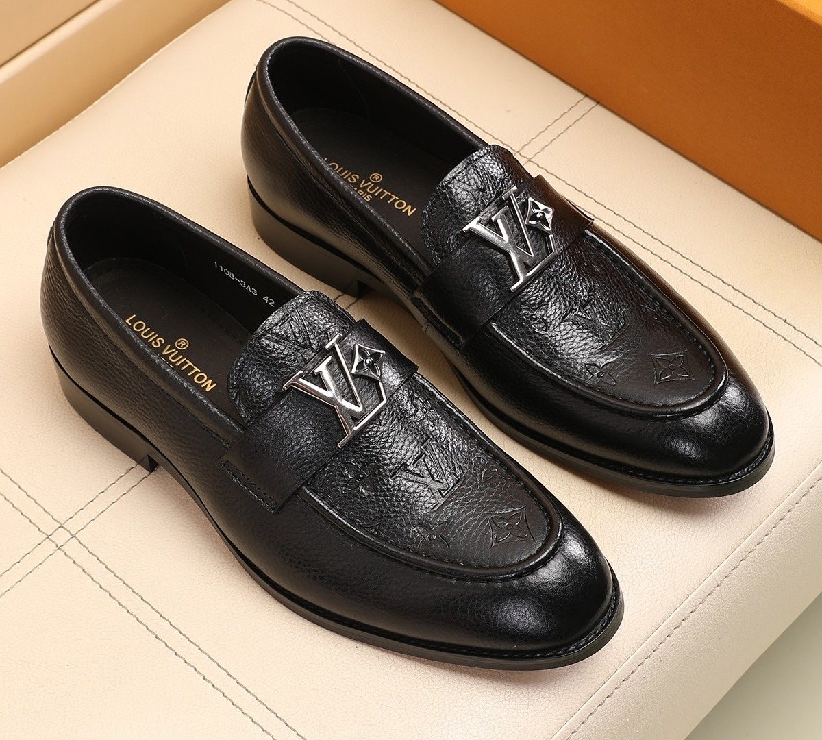 Louis Vuitton Black Embossed Loafers