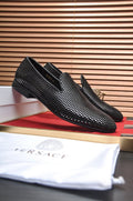 Versace Men's Textured Black Slip-On Shoes