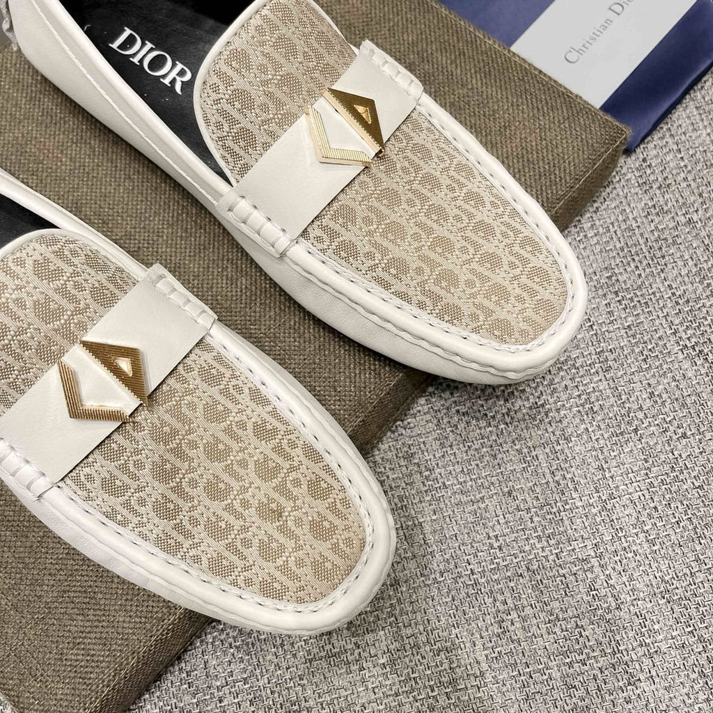 Dior Cream and Beige Patterned Loafers