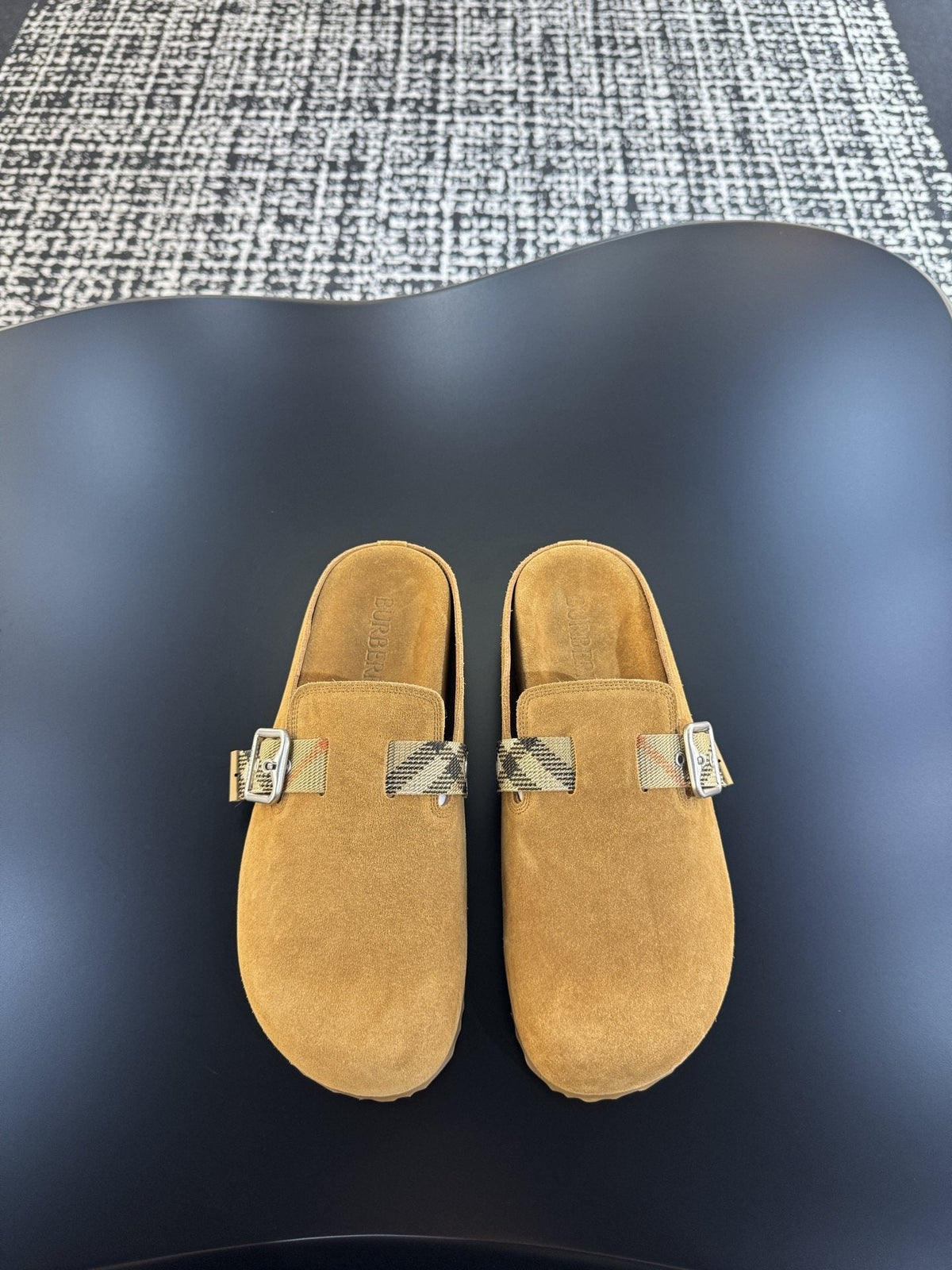 Burberry Men's Camel Check Strap Slide Sandals