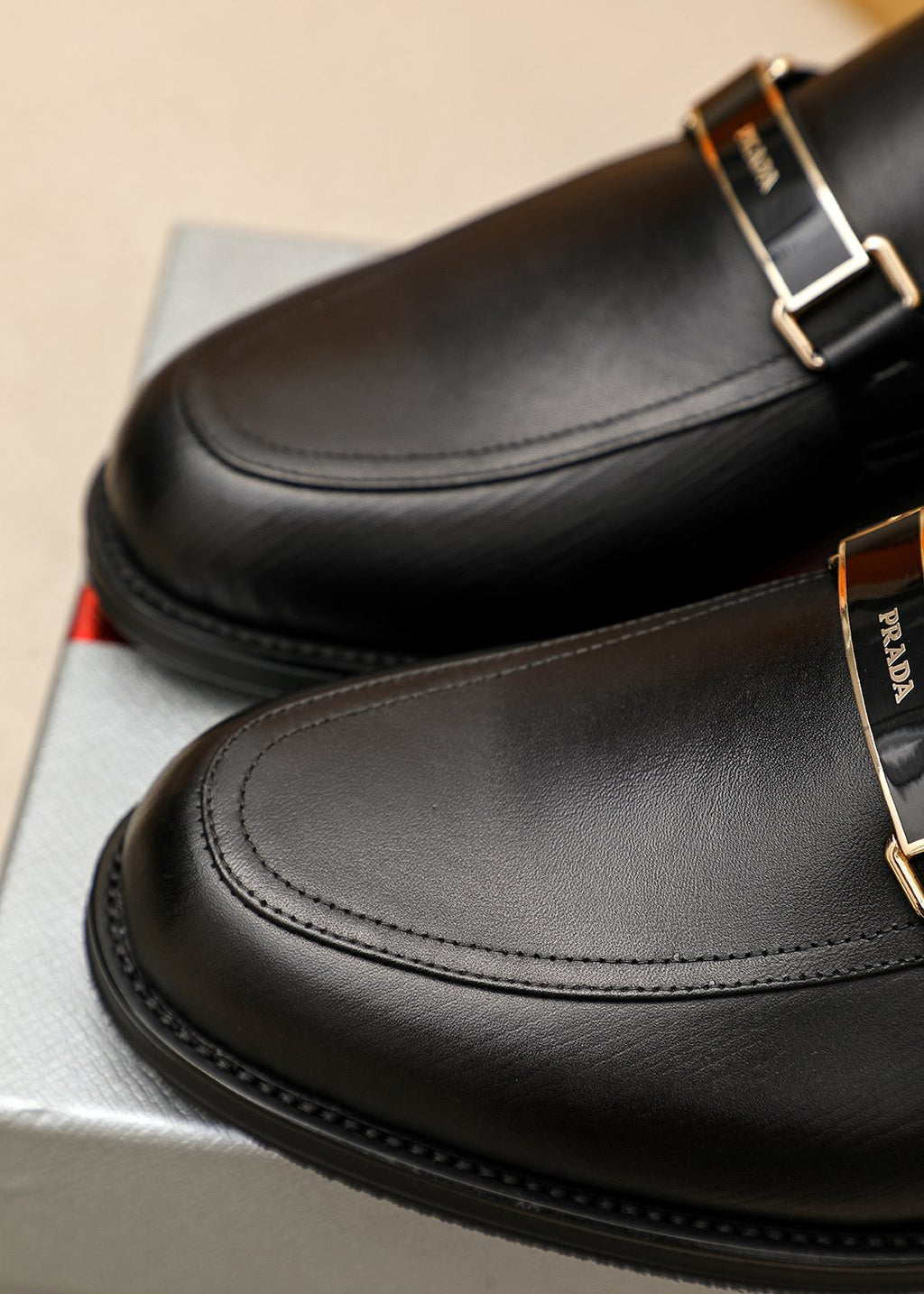 Prada Men's Black Buckle Loafers