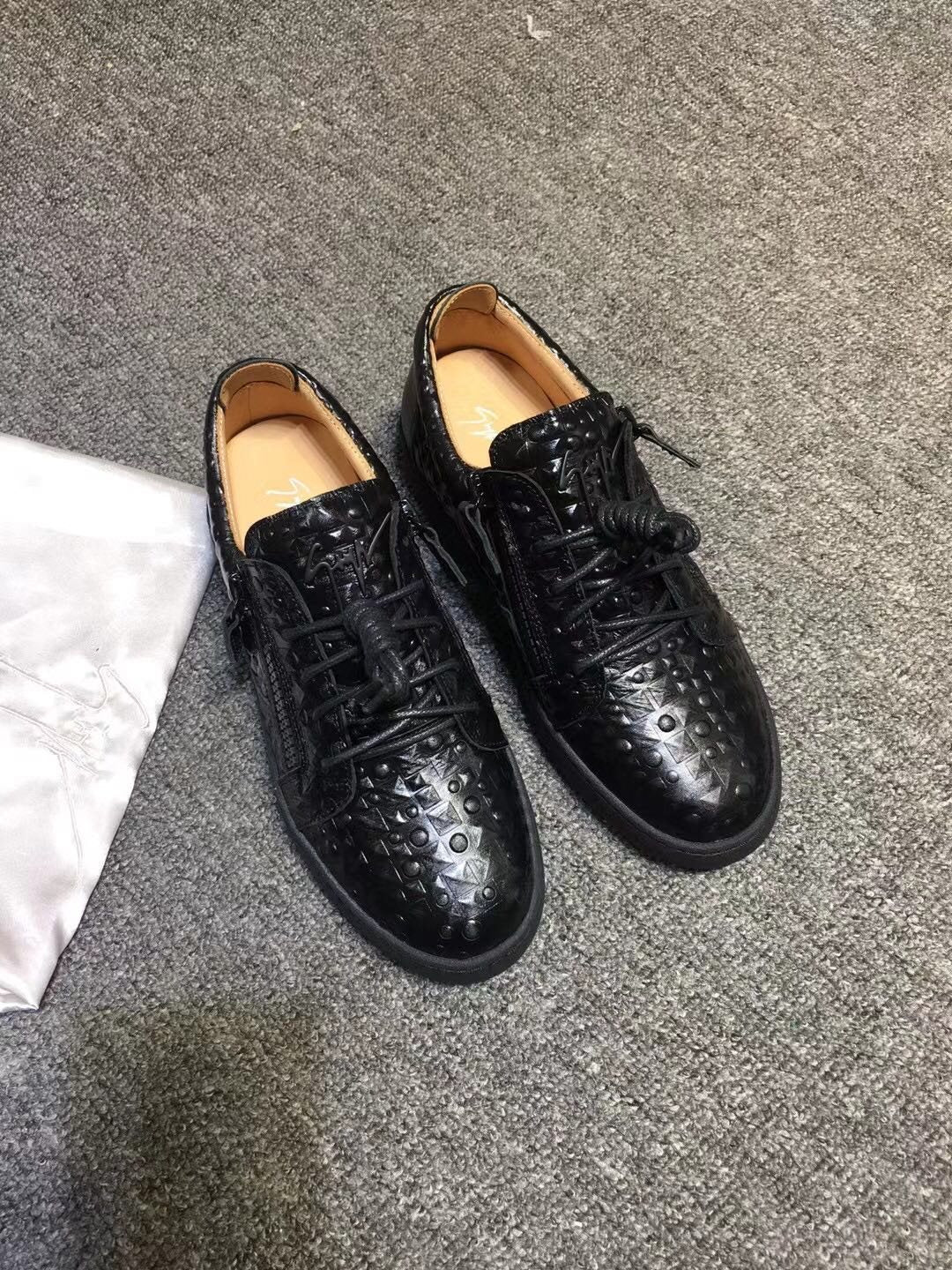 Giuseppe Zanotti Black Perforated Low-Top Sneakers