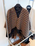 Fendi Geometric Fringed Poncho