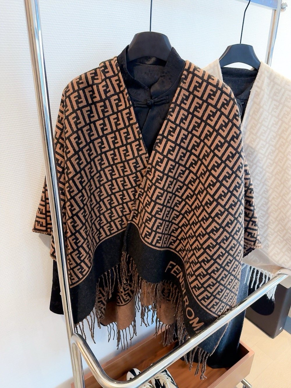 Fendi Geometric Fringed Poncho