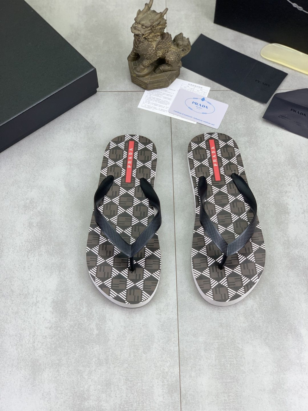 Prada Geometric-Pattern Flip-Flops