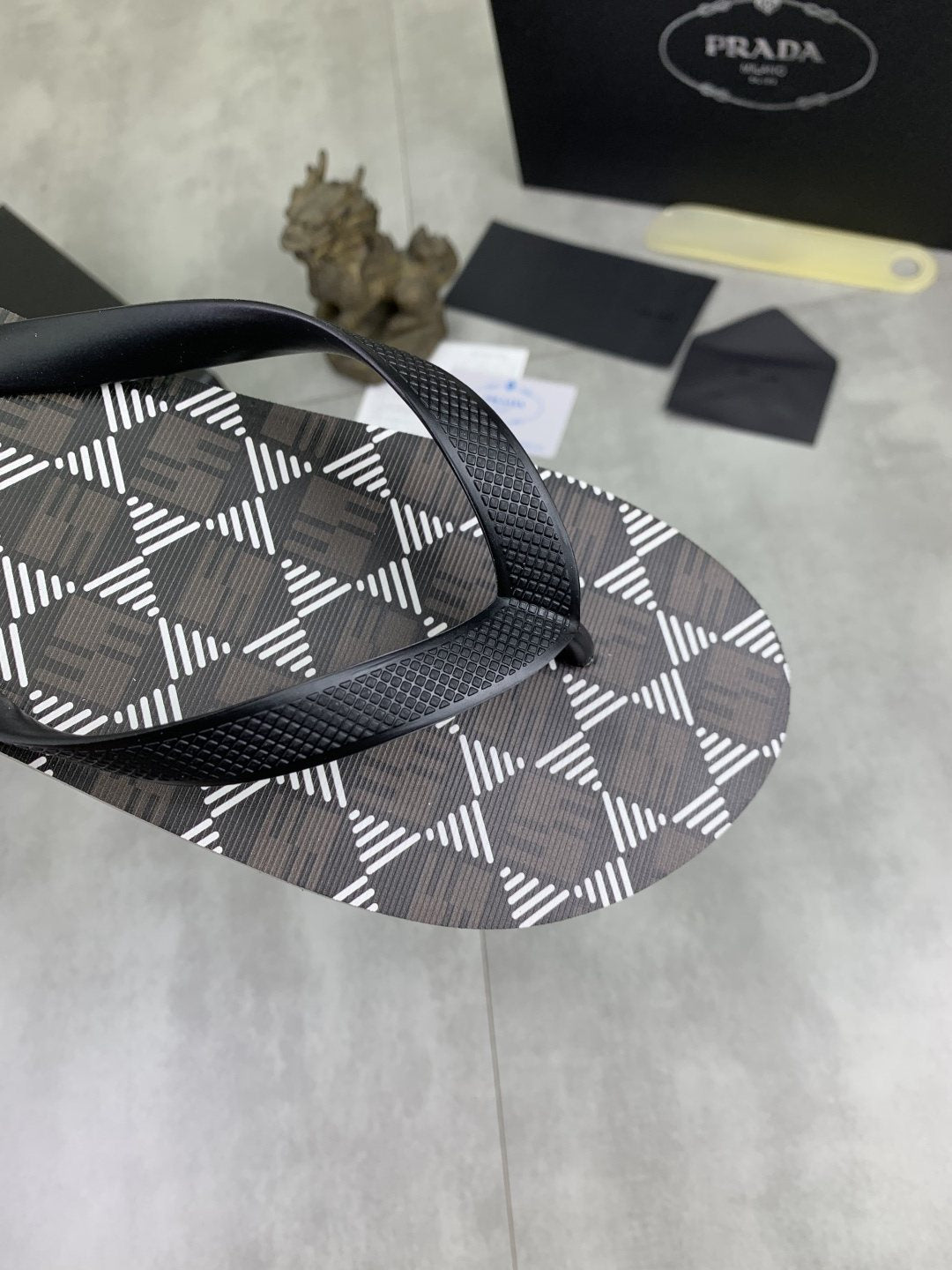 Prada Geometric-Pattern Flip-Flops
