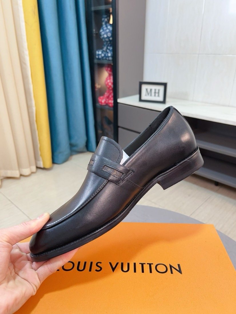 Louis Vuitton Men's Black Logo Hardware Loafers