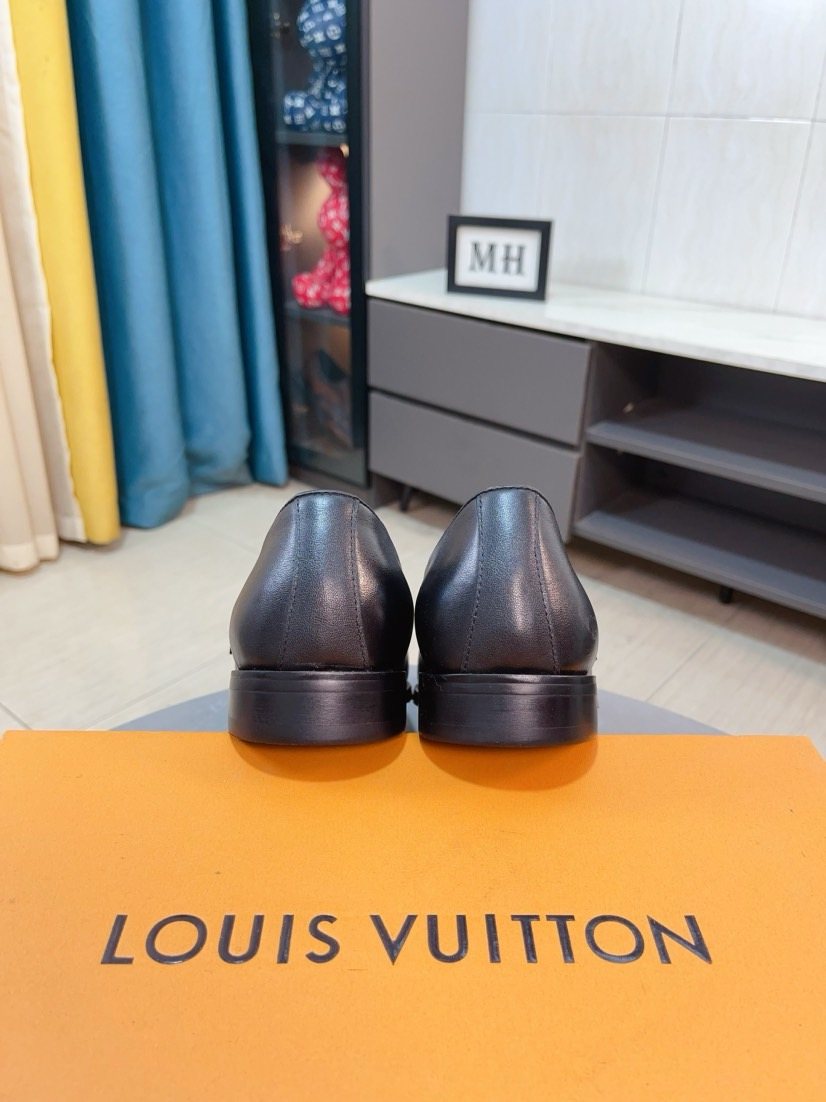 Louis Vuitton Men's Black Logo Hardware Loafers