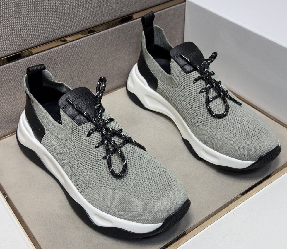 Berluti Gray-Green Lace-Up Sneakers
