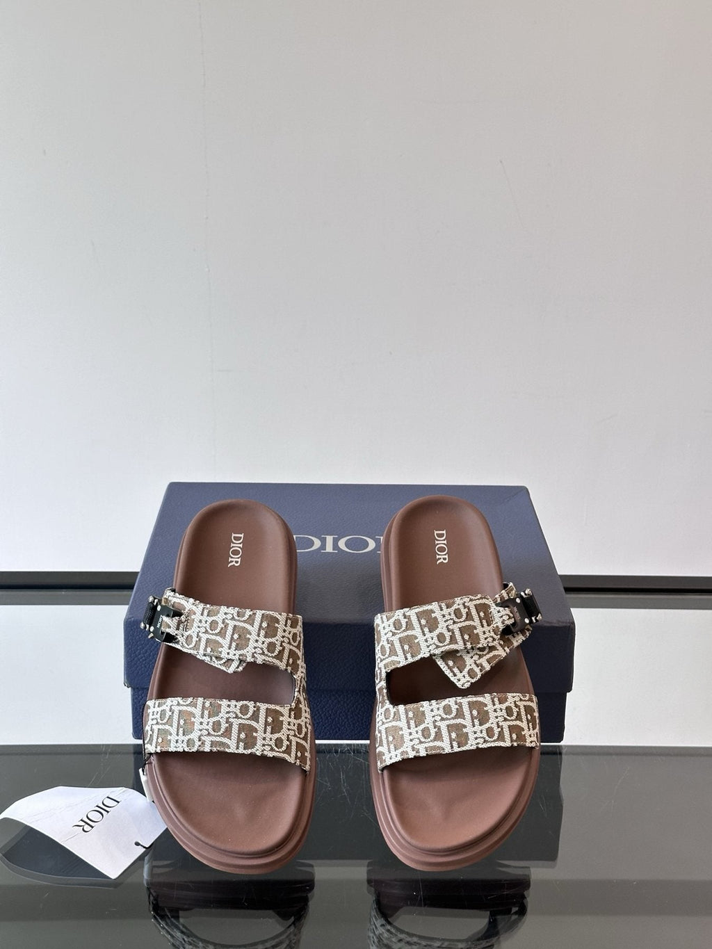 Dior Men's Patterned Strap Slide Sandals - Open-Toe Slip-On Design
