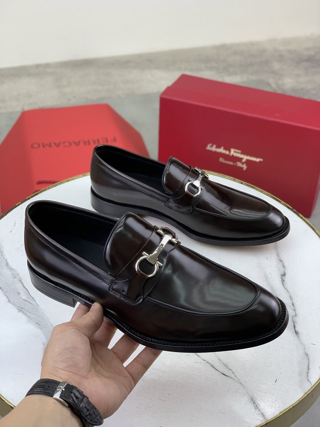 Salvatore Ferragamo Leather Horsebit Loafers