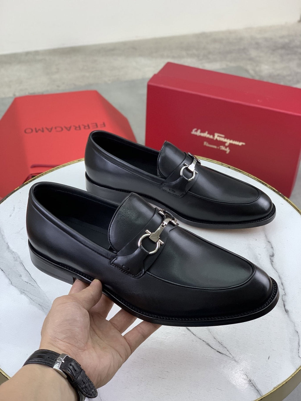 Salvatore Ferragamo Leather Horsebit Loafers