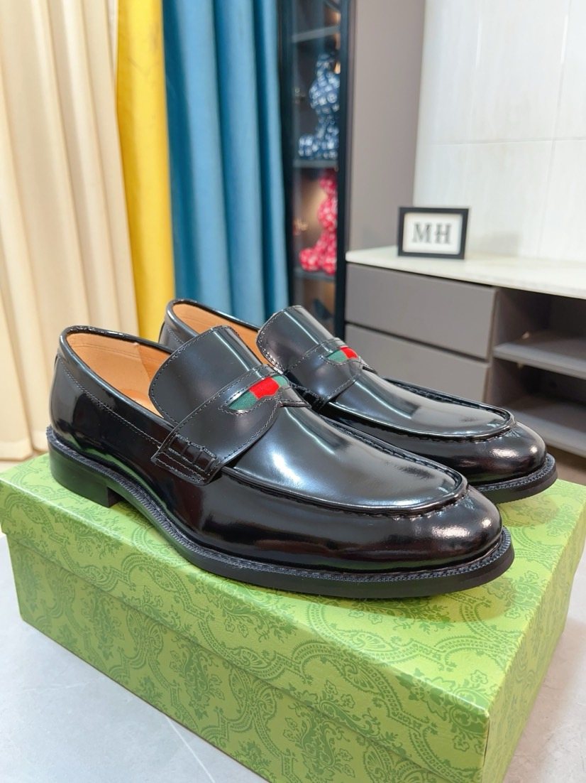 Gucci Web Stripe Loafers - Stacked Heel