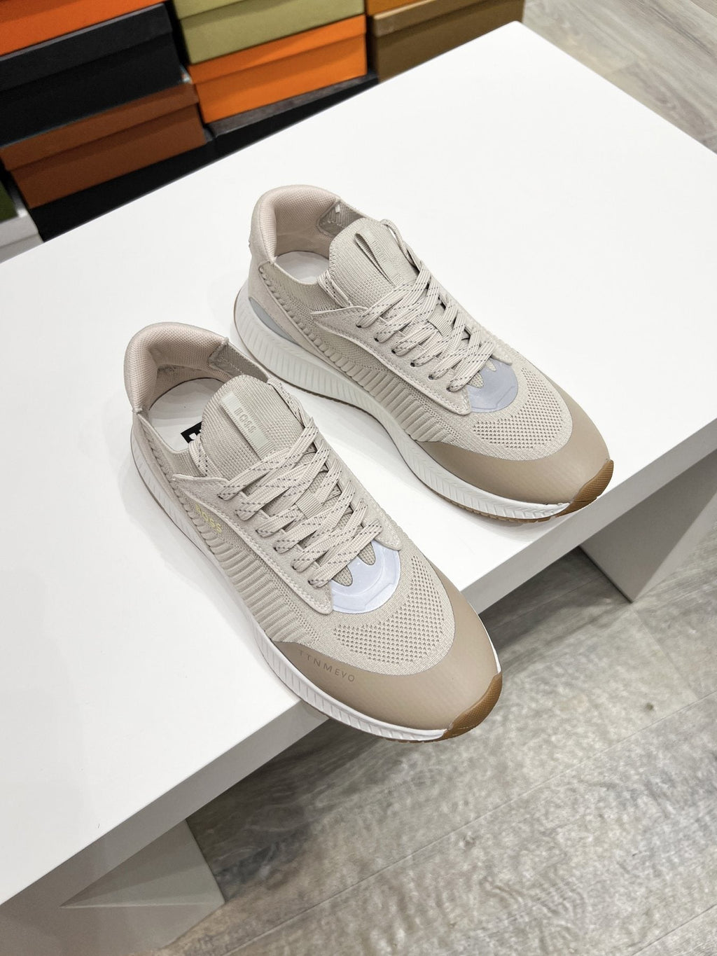 BOSS Men's Knit Ribbed-Sole Sneakers