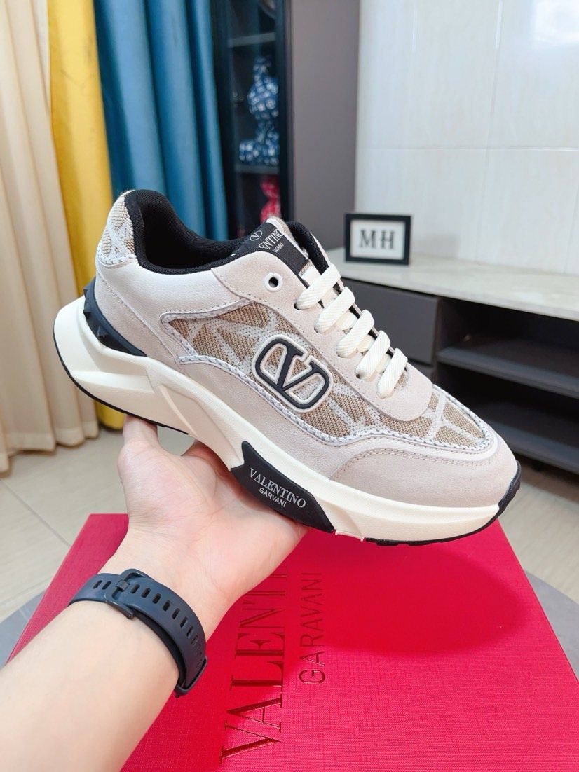 Valentino Patterned Panel Sneakers