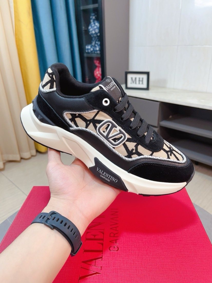 Valentino Patterned Panel Sneakers