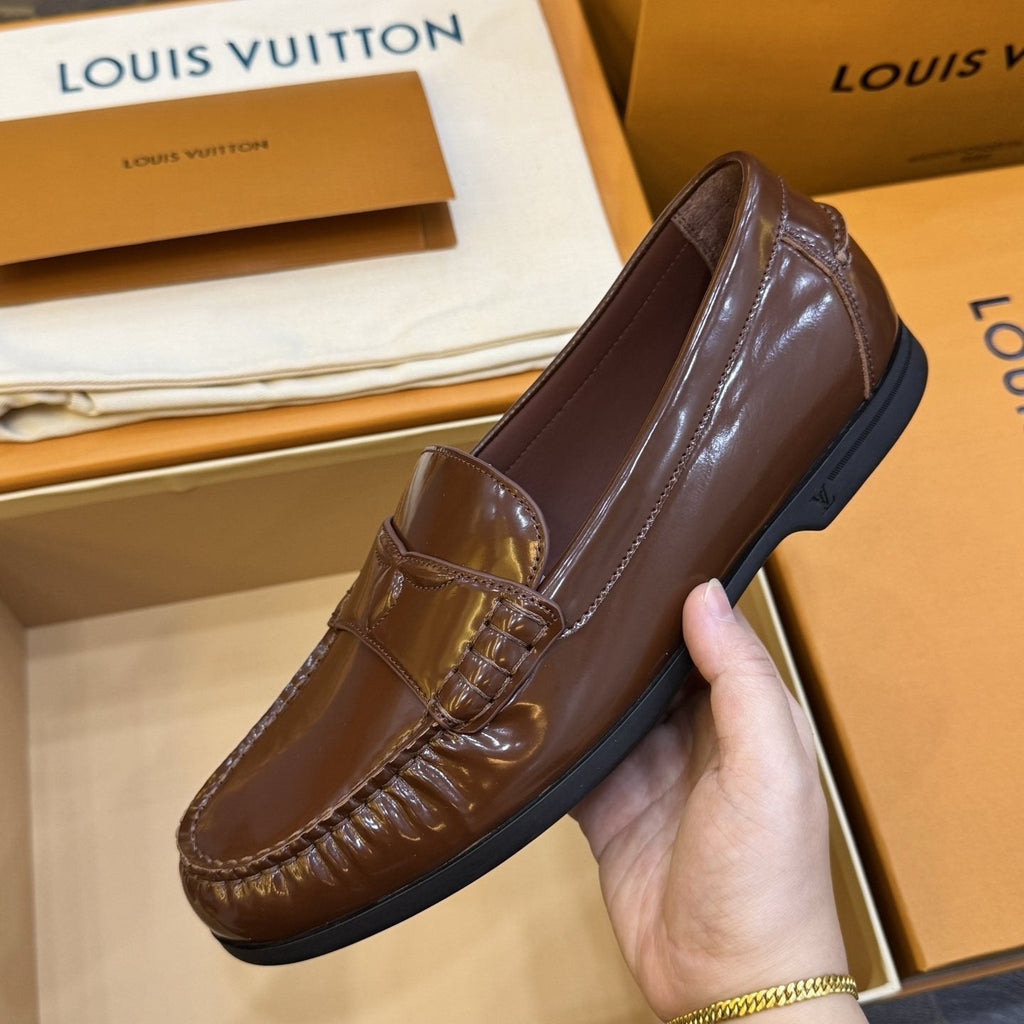 Louis Vuitton Men's Brown Penny Loafers - Leather Lining