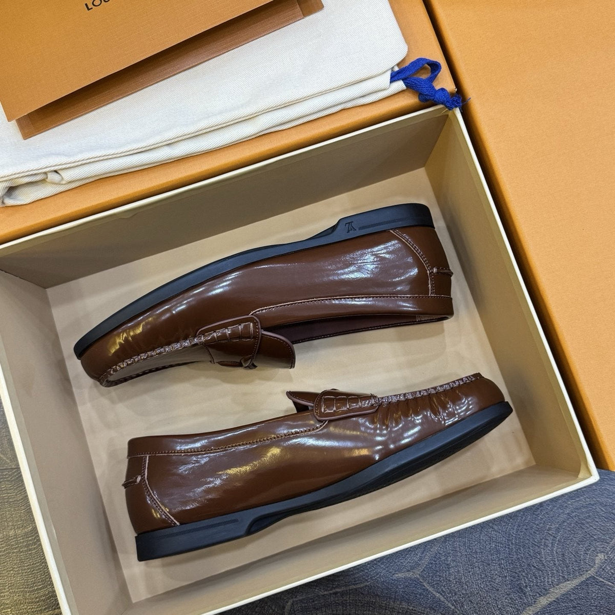 Louis Vuitton Men's Brown Penny Loafers - Leather Lining
