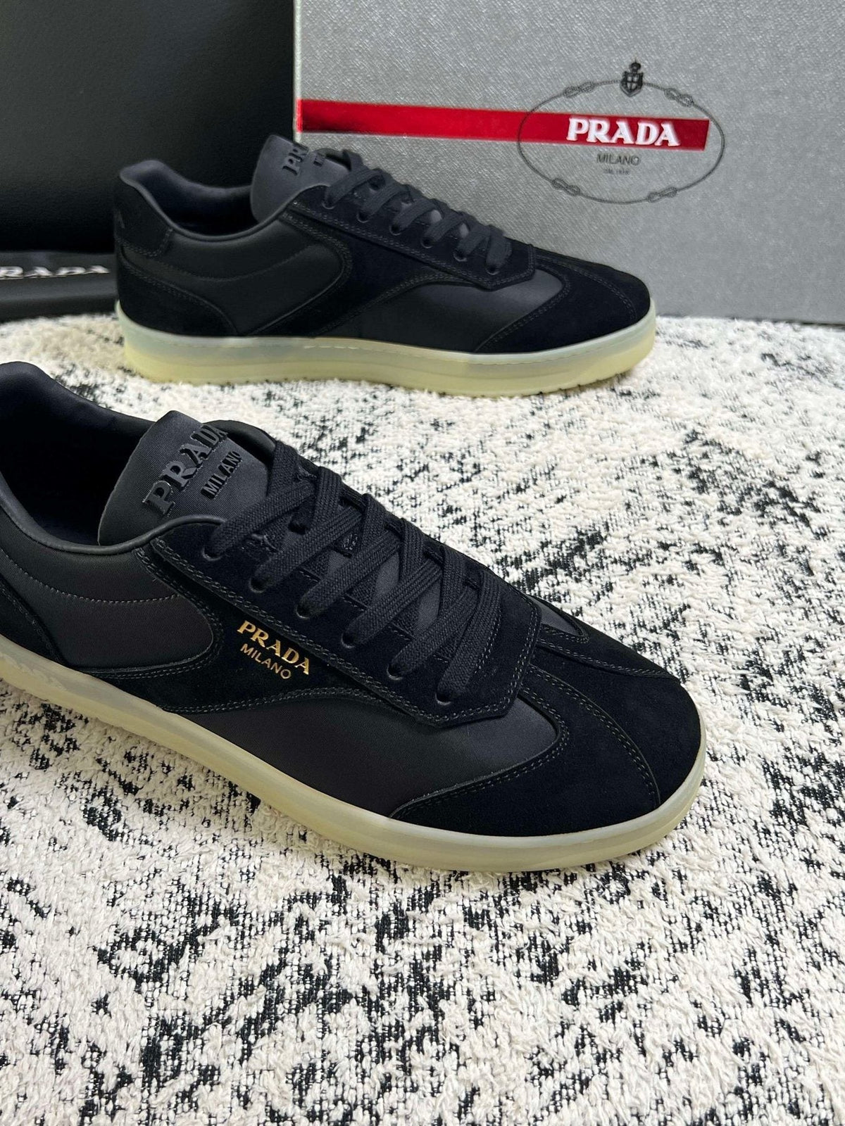 Prada Off-White Beige Low-Top Sneakers