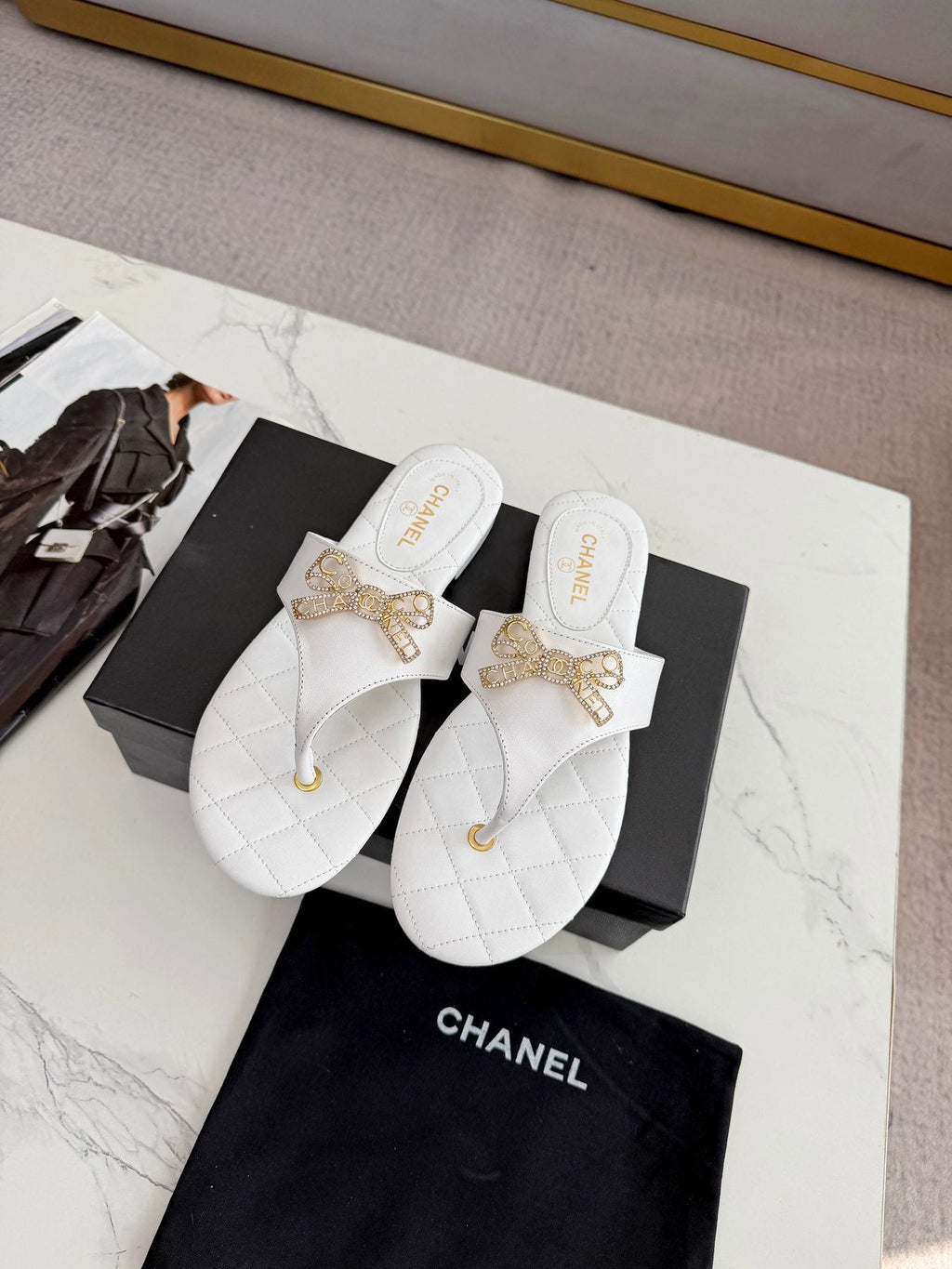 Quilted Bow Sandals