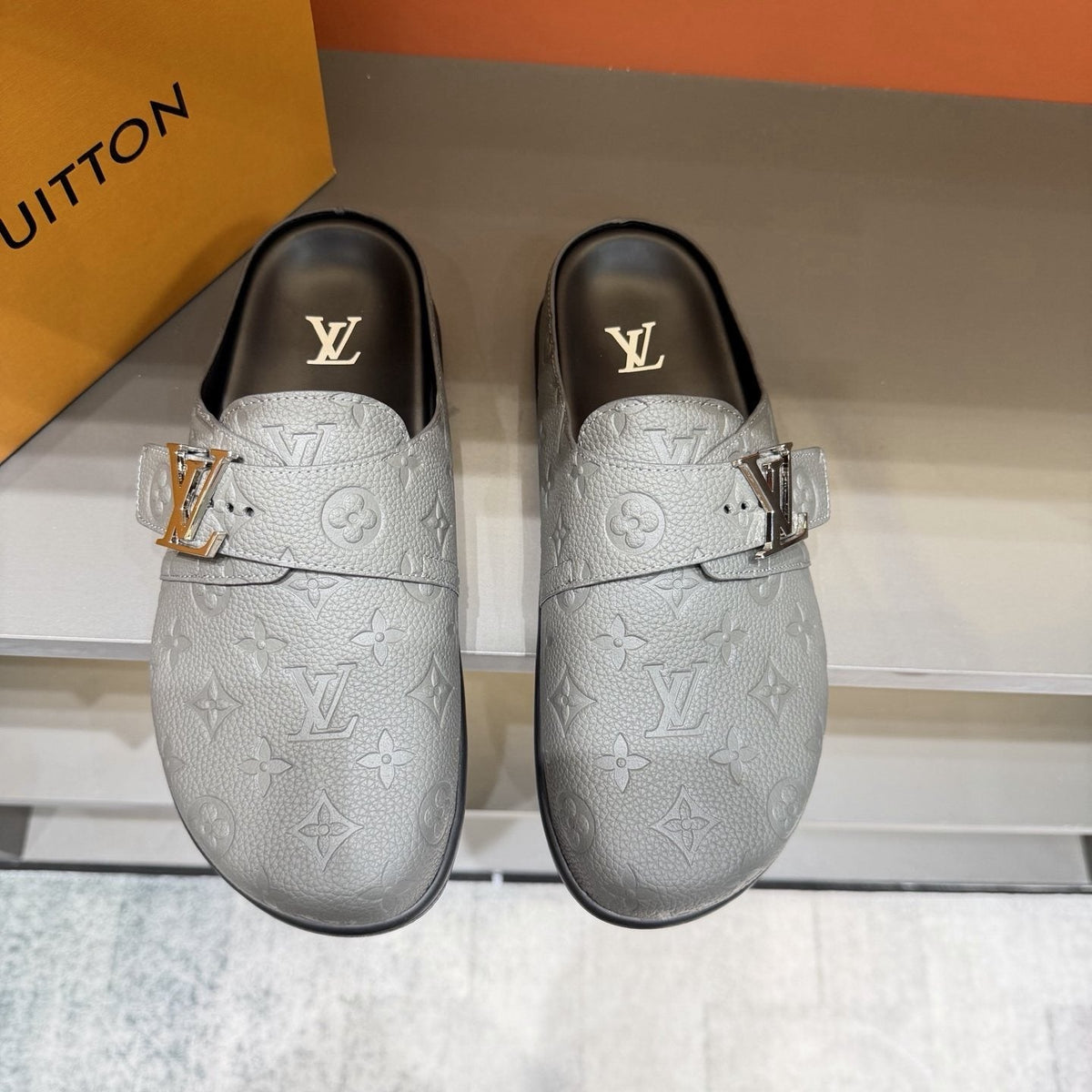 Louis Vuitton Monogram Buckle Slide Sandals