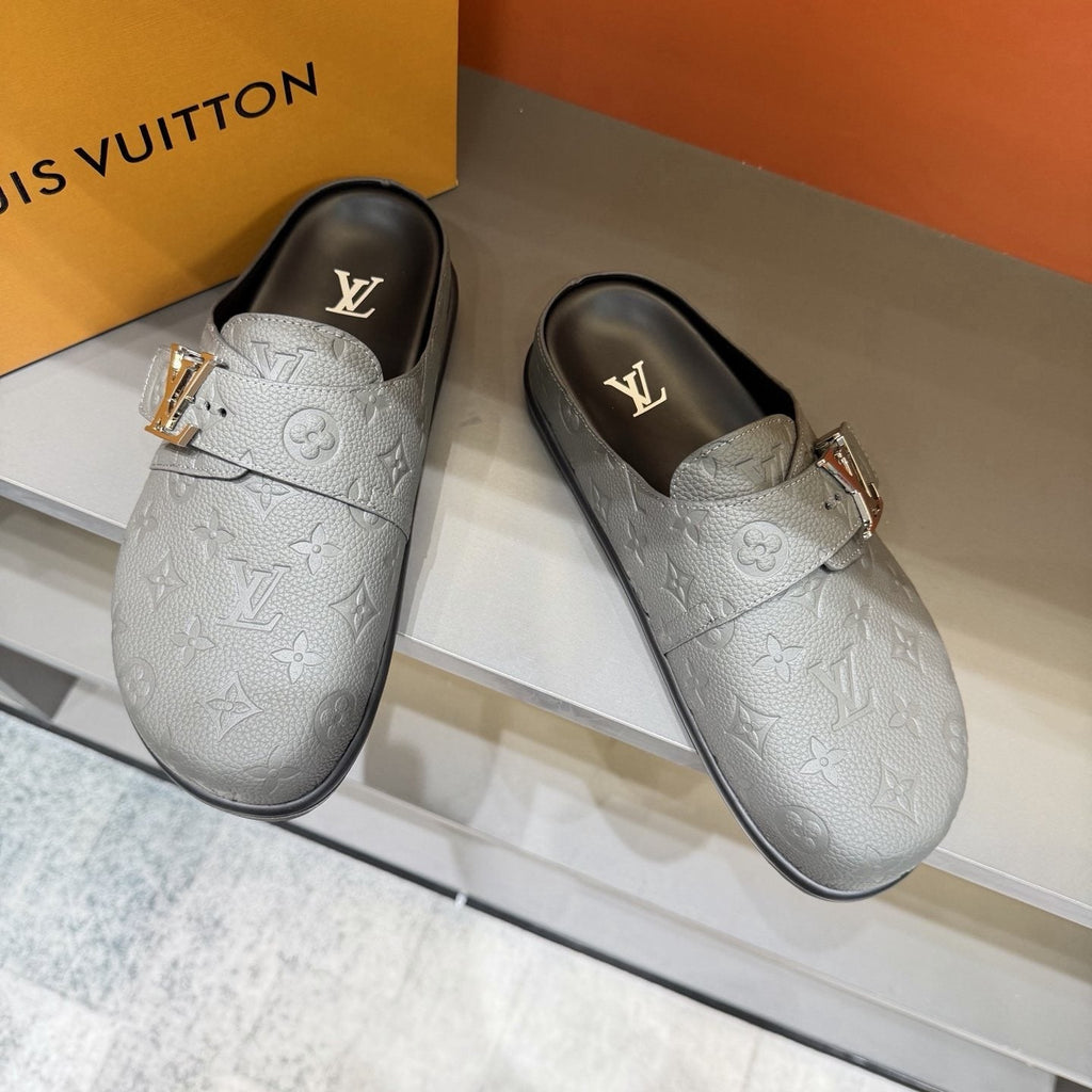 Louis Vuitton Monogram Buckle Slide Sandals