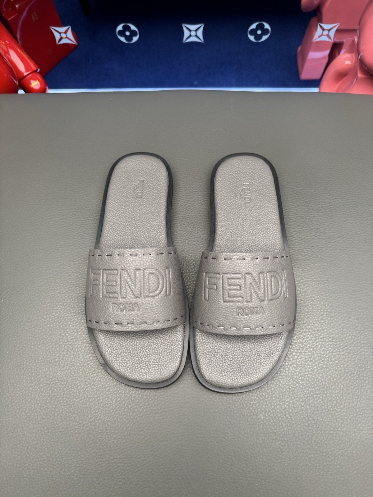 Fendi Embossed Logo Slide Sandals