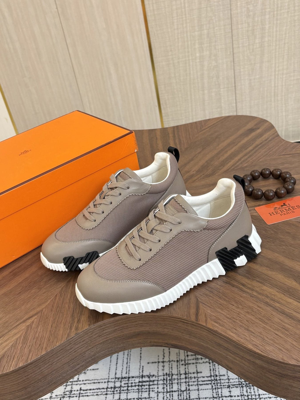 Hermes Black Ribbed Sole Sneakers