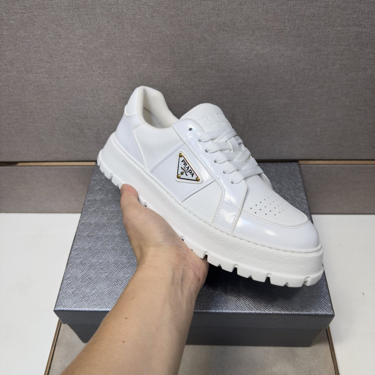 Prada Men's Paneled Low-Top Sneakers - Thick Lugged Outsole