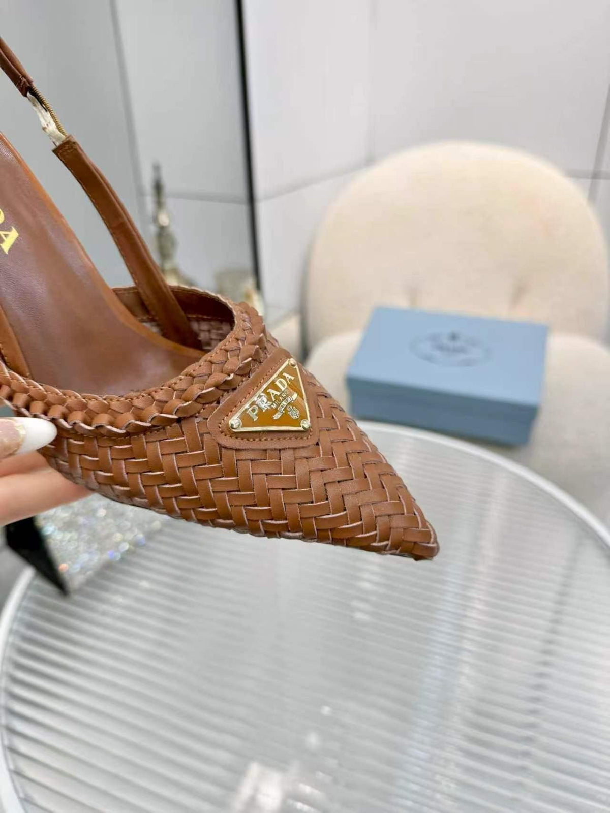 Prada Women's Woven Slingback Pumps