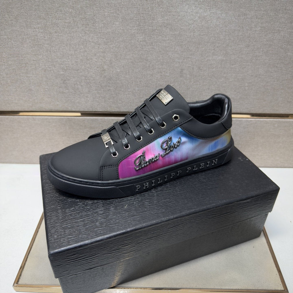Philipp Plein Navy Iridescent Panel Sneakers