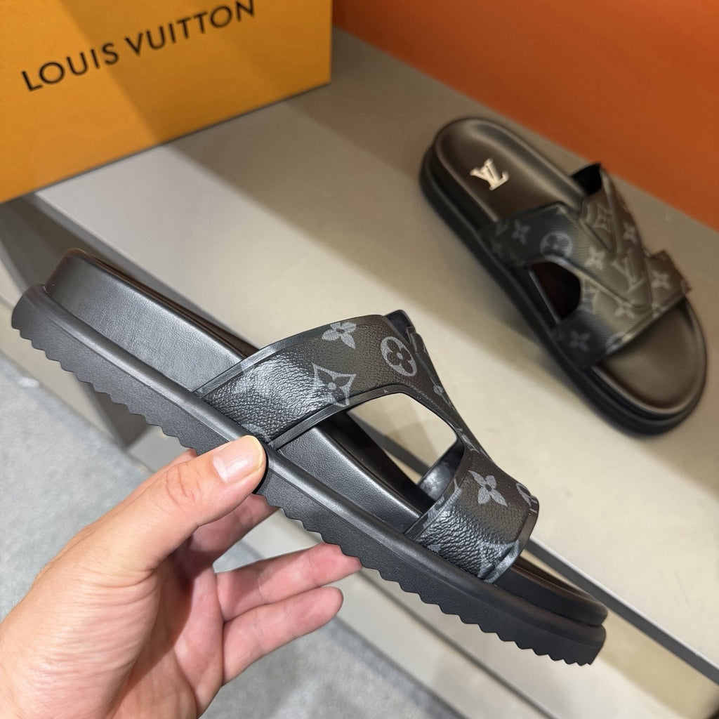 Louis Vuitton Monogram Slide Sandals - Overlapping Monogram-Pattern Upper