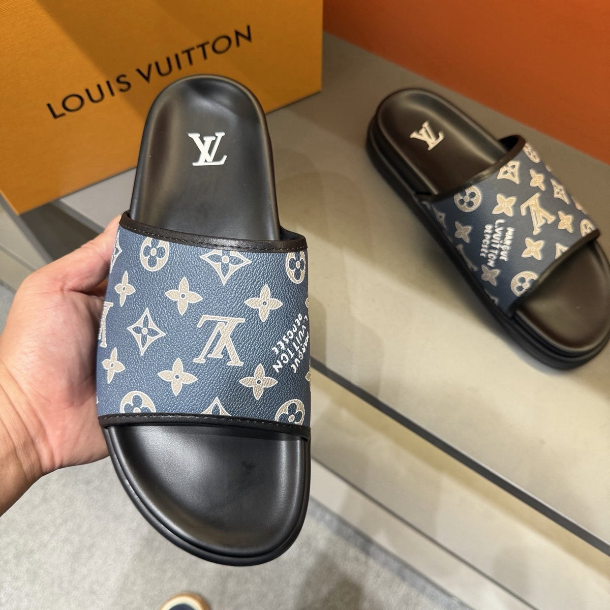 Louis Vuitton Monogram Slide Sandals - Overlapping Monogram-Pattern Upper