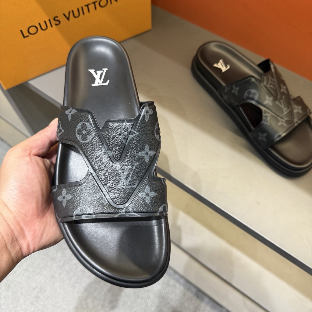 Louis Vuitton Monogram Slide Sandals - Overlapping Monogram-Pattern Upper