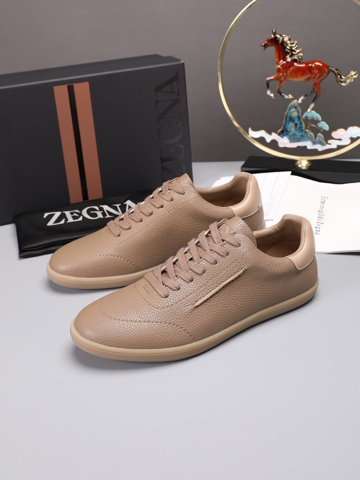 Zegna Men's Textured Leather Sneakers