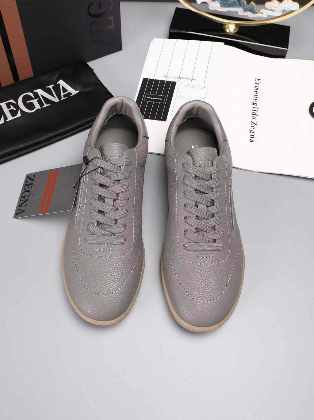 Zegna Men's Textured Leather Sneakers