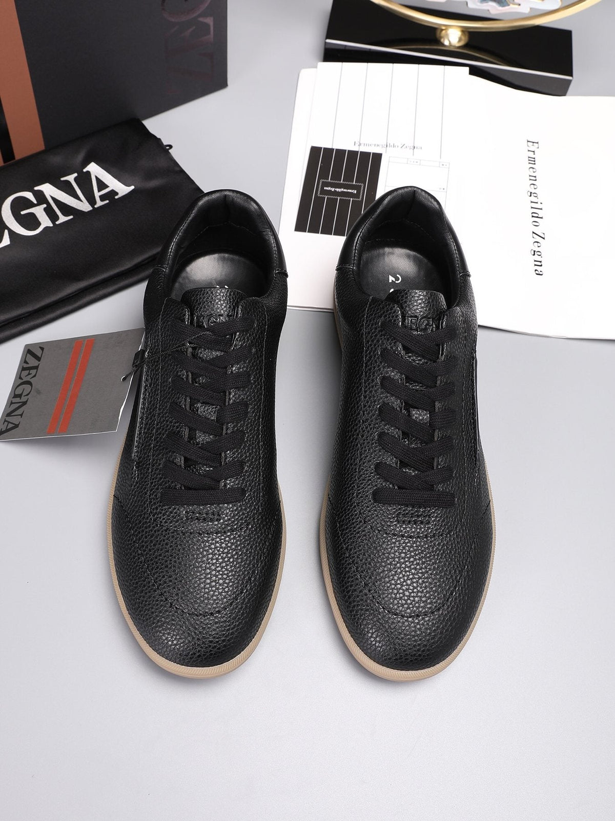 Zegna Men's Textured Leather Sneakers